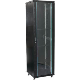 Baie serveur 19" 42U 600x1000 Vitré avec bordure en arc perforé type nid d'abeille.