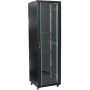Baie serveur 19" 42U 600x800 Vitré avec bordure en arc perforé type nid d'abeille.