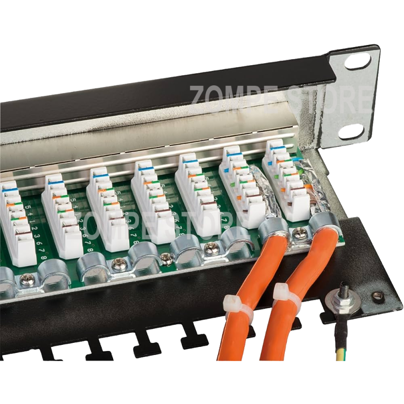 Orel Panneau de Brassage 48-Ports STP Cat6A 19 1U IDC +Barre de