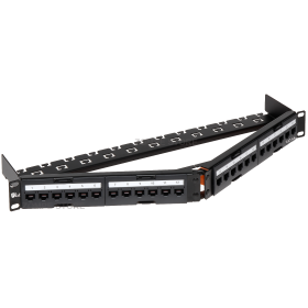 Orel Panneau de Brassage Angulaire 24-Ports  1U Cat.6A UTP +Barre de management